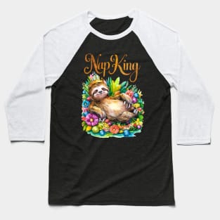 Nap King: The Sleepy Sloth Baseball T-Shirt